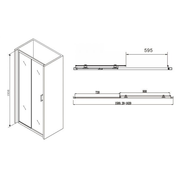 Душевая дверь Abber Schwarzer Diamant AG30160B 160x195, стекло прозрачное, профиль черный