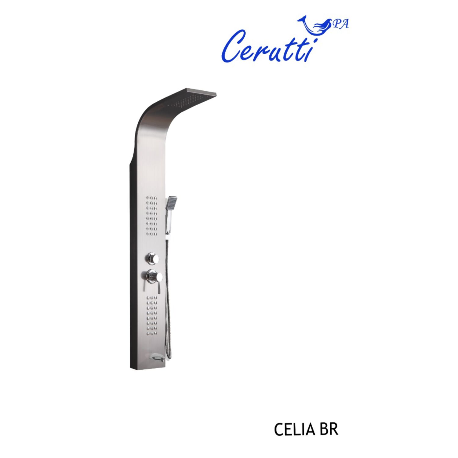 Душевая панель CeruttiSPA Celia BR CT10405, с гидромассажем, цвет сталь матовая