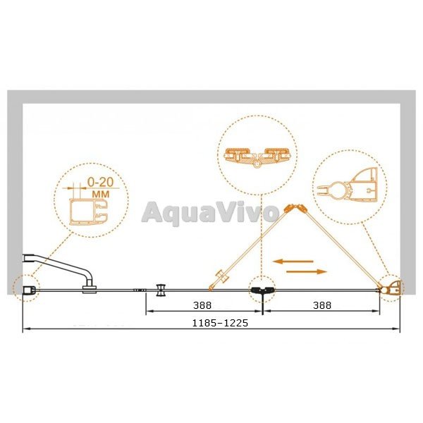 Душевая дверь Cezares ELENA-W-BS-13-30+45/45-C-Cr 120, стекло прозрачное, профиль хром