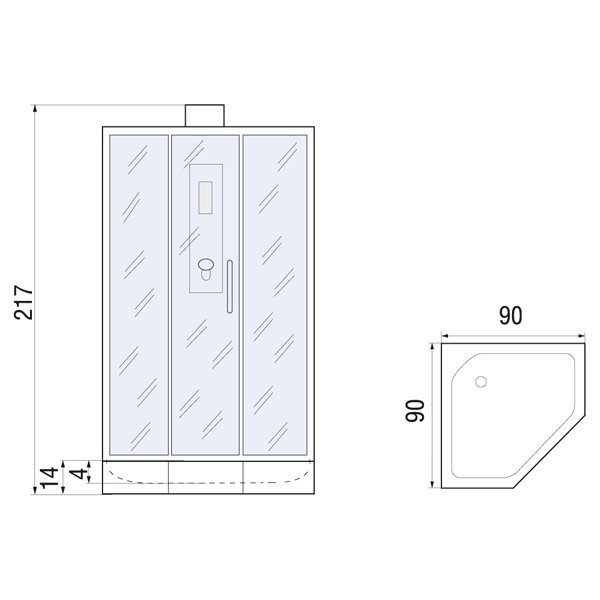Душевая кабина River Penta Б/К 90 90x90, стекло прозрачное, профиль белый, без крыши