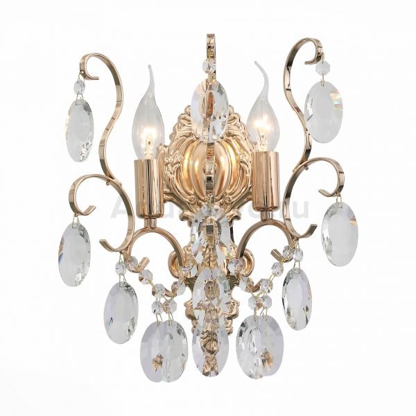 Бра ST Luce Orecchini SL846.201.02, арматура металл, цвет золото, плафон хрусталь, стекло, цвет прозрачный