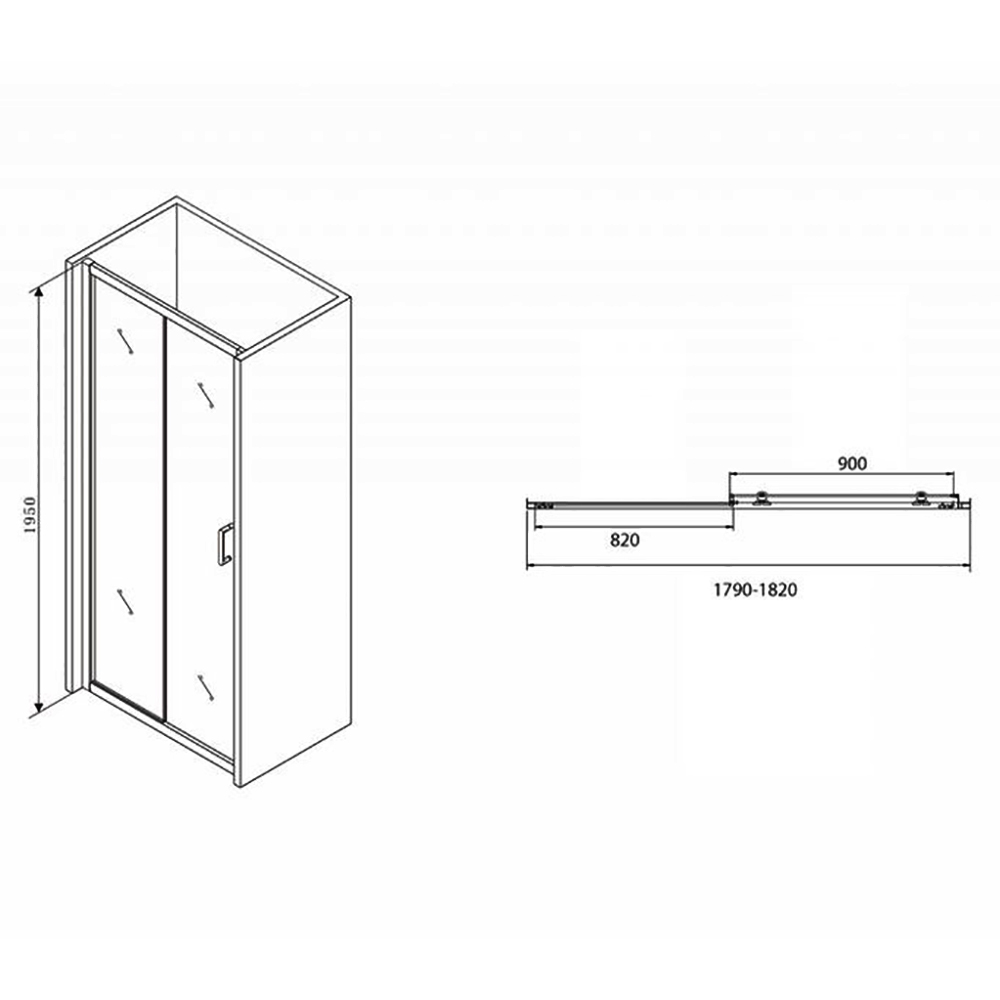 Душевая дверь Abber Schwarzer Diamant AG30180B 180x195, стекло прозрачное, профиль черный