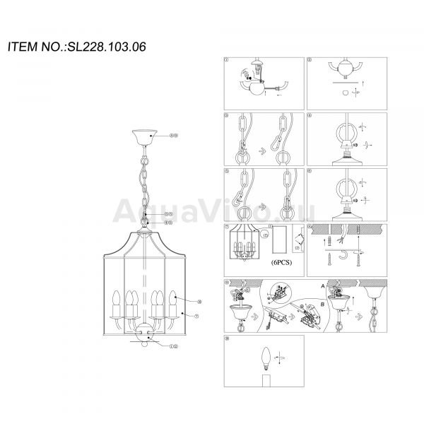 Подвесная люстра ST Luce Terso SL228.103.06, арматура металл, цвет хром, плафон стекло, цвет прозрачный - фото 1