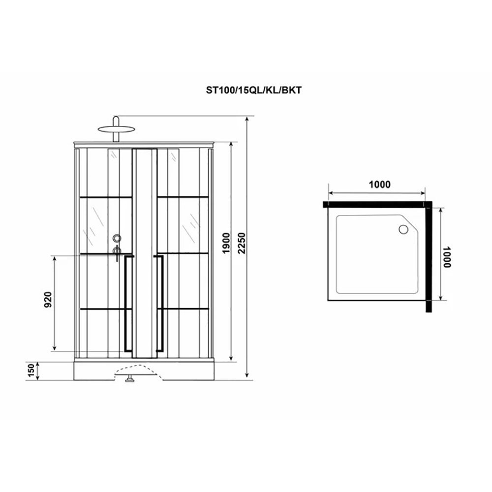 Душевая кабина Niagara Standart ST100/15QL/KL/BKT 100х100, левая, стекло прозрачное, профиль черный