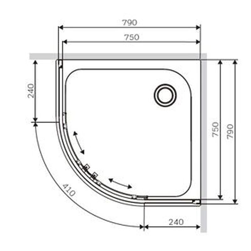 Душевой уголок AM.PM Gem Rond 80x80, стекло прозрачное, профиль черный матовый