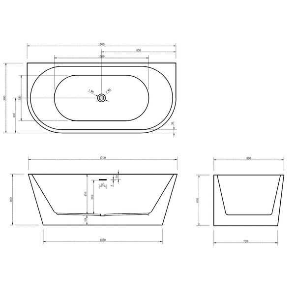 Ванна Abber AB9216-1.7R 170x80 акриловая, цвет красный