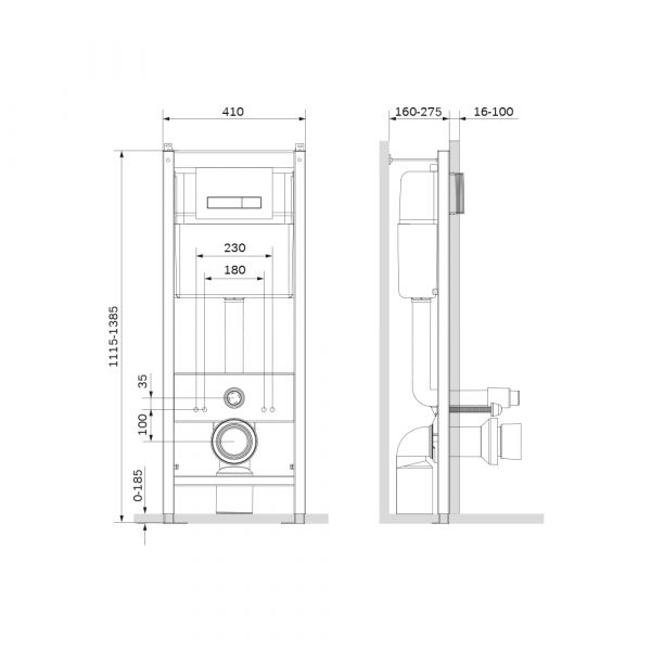 Инсталляция AM.PM Start I012703.0201 для подвесного унитаза, с кнопкой смыва Start S белый глянцевый