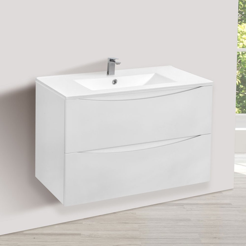 Мебель для ванной Vincea Mia 75, с 2 ящиками, цвет белый глянцевый - фото 1
