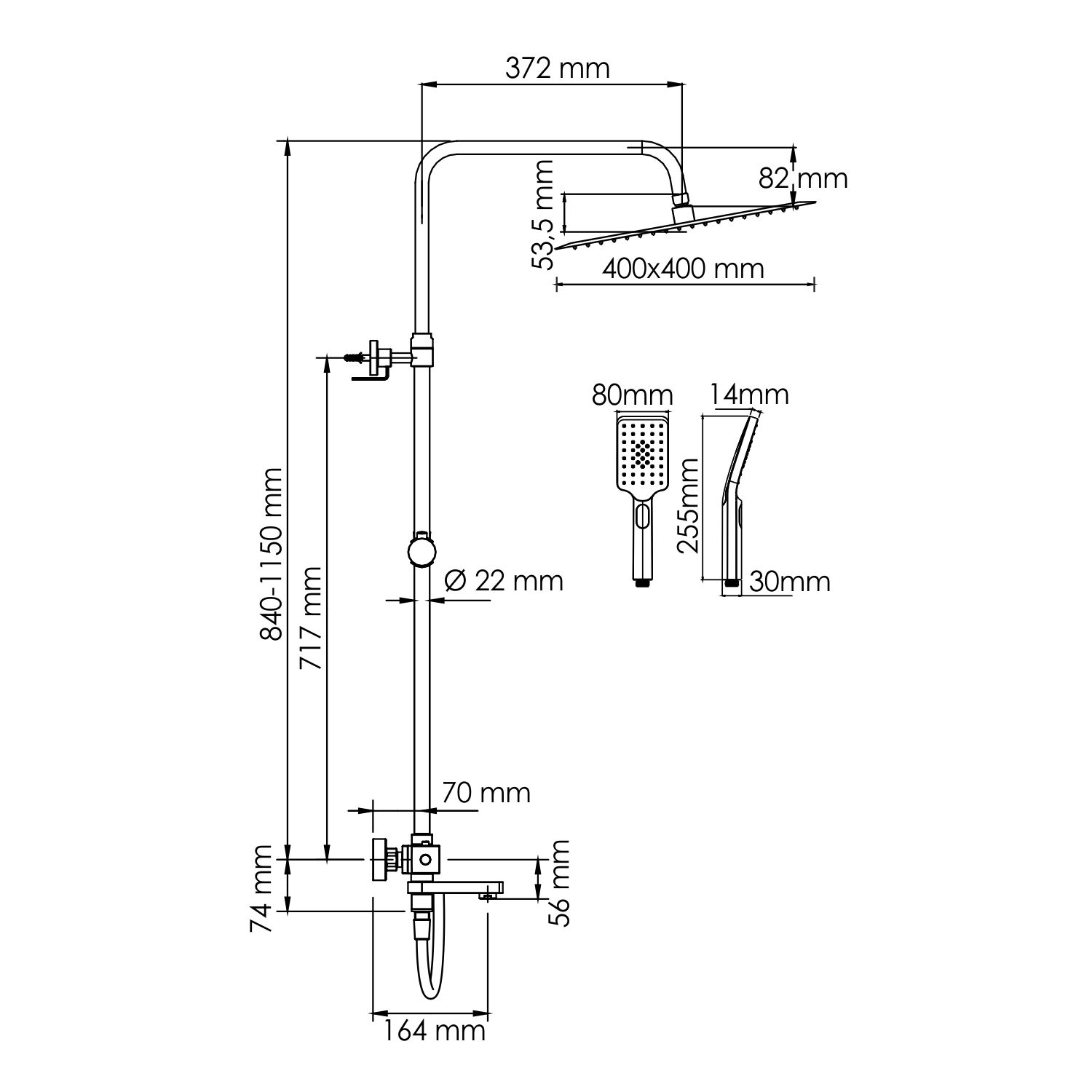 Душевая стойка WasserKRAFT A199.119.103.087.CH Thermo, с верхним душем, термостатическим смесителем, цвет хром - фото 1