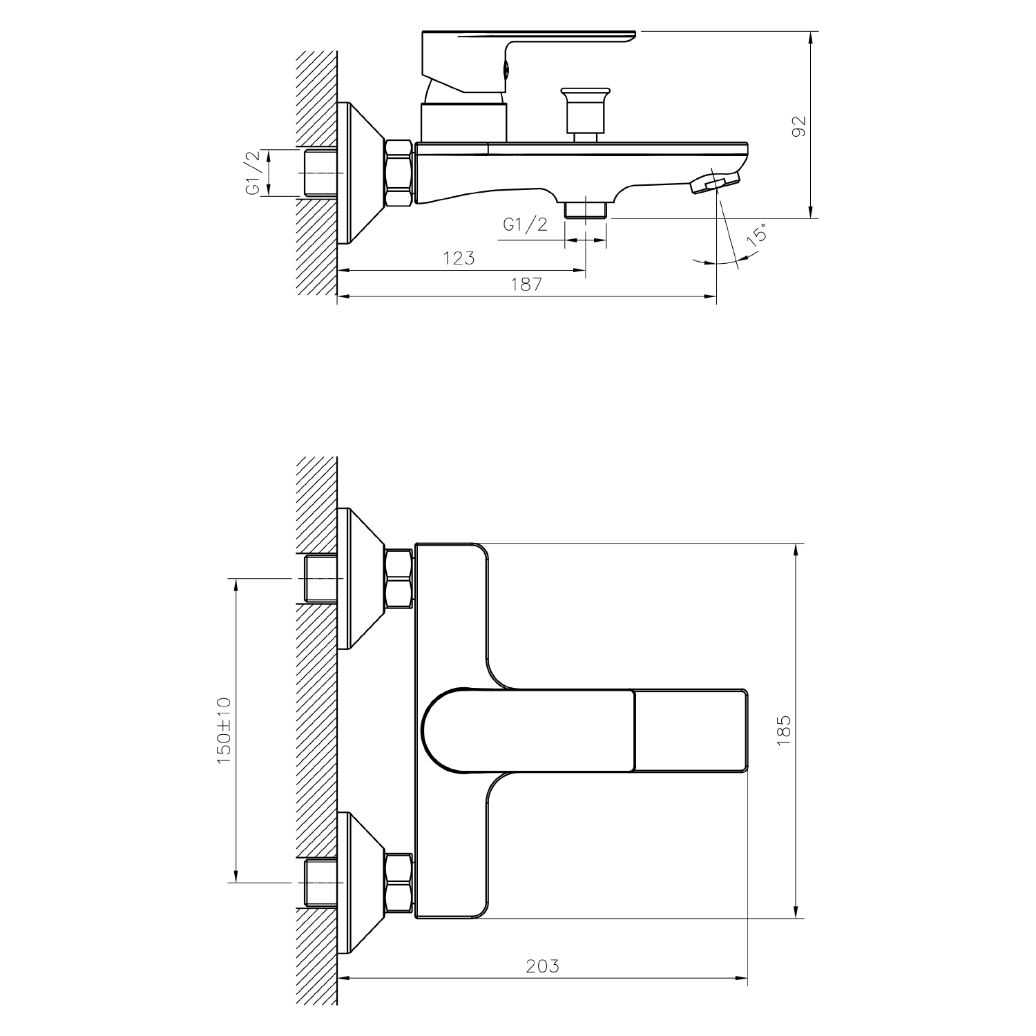 Смеситель Mixline ML26-01 550760 для ванны с душем, цвет хром - фото 1