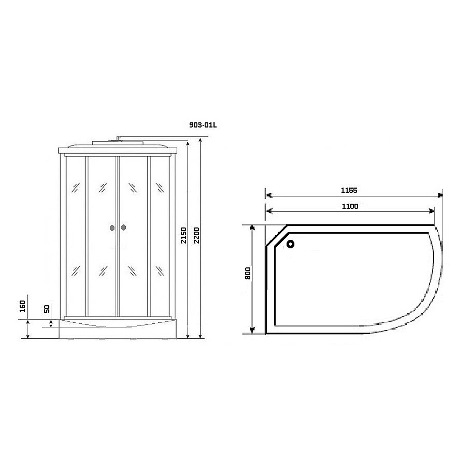 Душевая кабина Niagara Ultra NG-903-01 L 120х80, левая, стекло тонированное, профиль хром, с крышей, с гидромассажем, с пультом управления