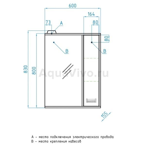 Шкаф зеркальный панда 600