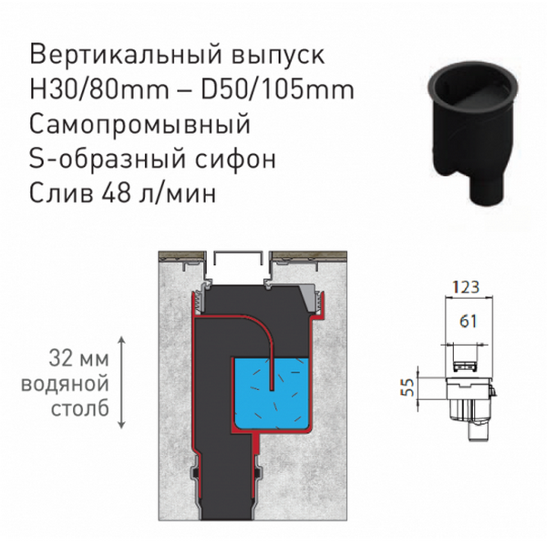 Душевой лоток Berges В1 Keramik 091017 с решеткой 60x6 см, прямой выпуск, цвет хром глянец