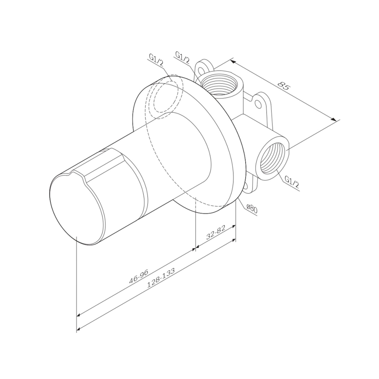 Смеситель AM.PM X-Joy F85A65722 TouchReel для душа, встраиваемый, цвет черный