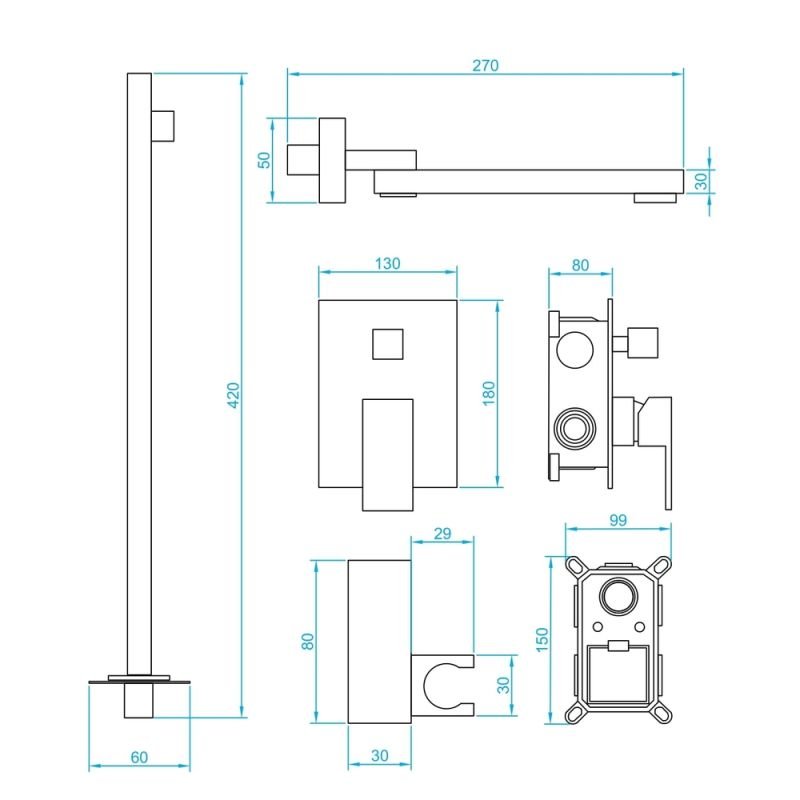 Душевой комплект RGW Shower Panels SP-56, встраиваемый, цвет хром