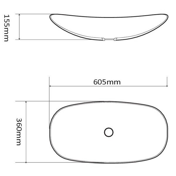 Раковина SantiLine SL-1025 МВ накладная, 61x36 см, цвет черный матовый