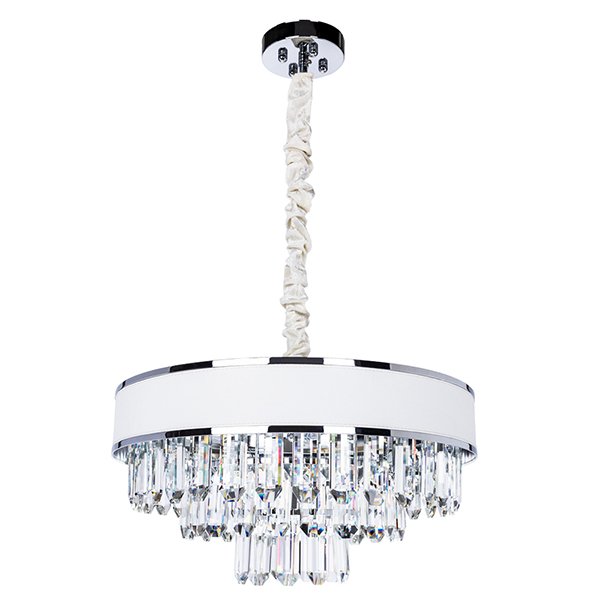 Подвесная люстра Arte Lamp Diadem A1002LM-6CC, арматура хром / прозрачная, плафон кожа белая, 46х46 см