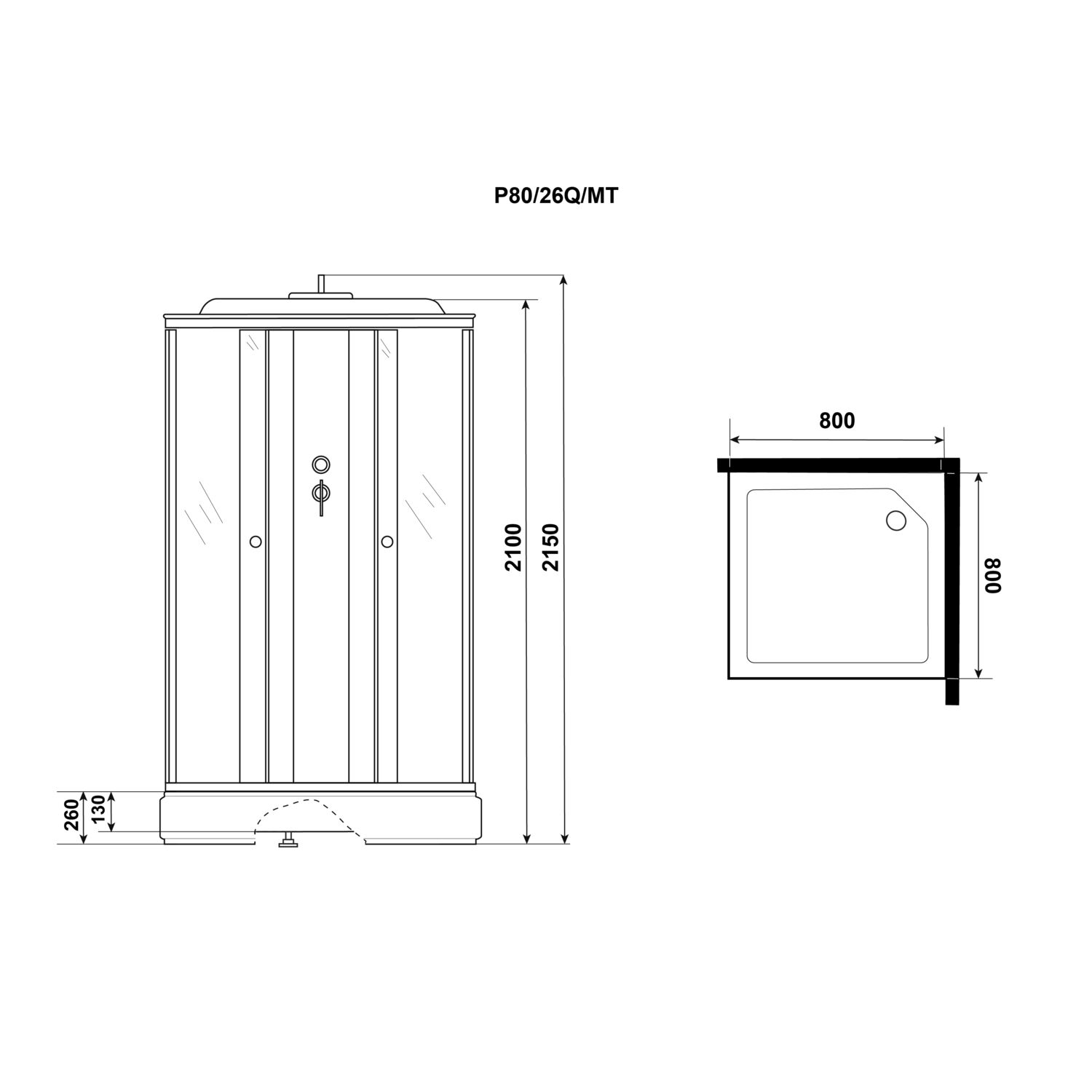 Душевая кабина Niagara Promo P80/26Q/MT 80х80, стекло матовое, профиль белый - фото 1