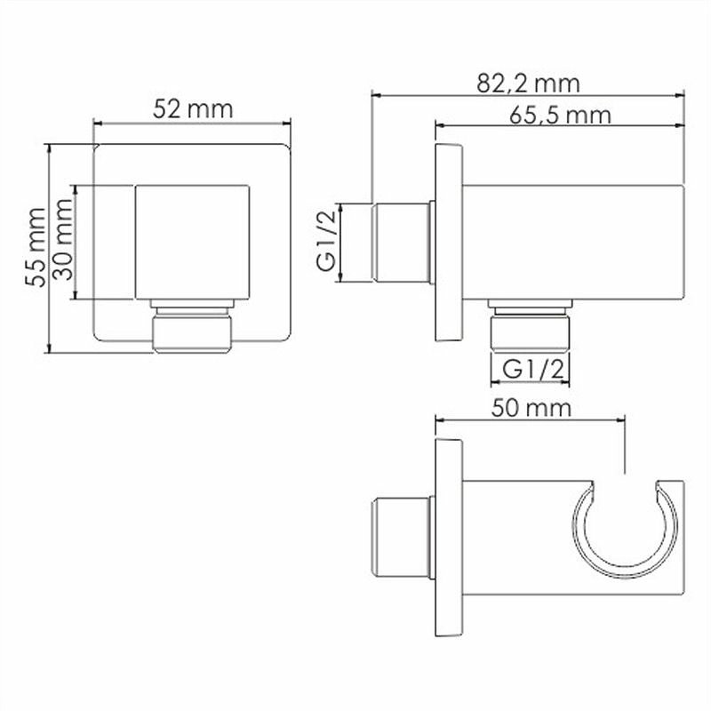 Гигиенический душ WasserKRAFT A66096, со встраиваемым смесителем, цвет черный