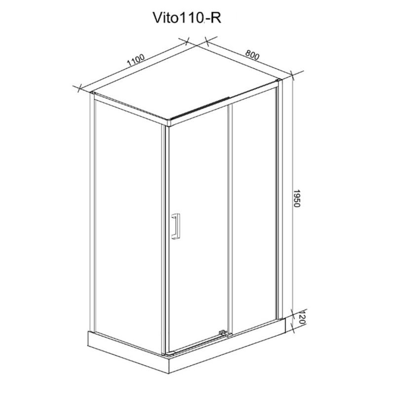 Душевой уголок CeruttiSPA Vito 110B-R, правый 110x80, стекло прозрачное, профиль черный матовый - фото 1