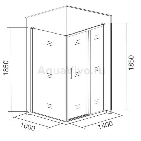 Душевой уголок Good Door Latte WTW+SP-G-WE 140x100, стекло грейп, профиль белый - фото 1