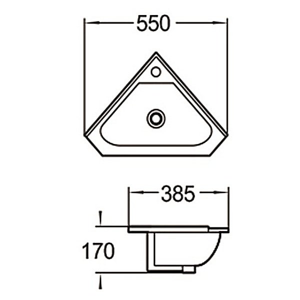 Раковина SantiLine SL-2020 подвесная, угловая, 39x39 см, цвет белый - фото 1