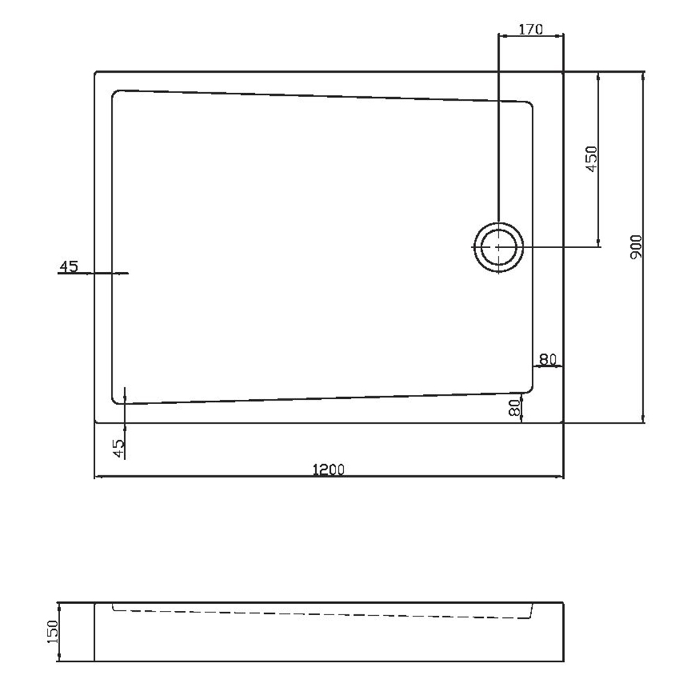 Поддон Vincea VST-3AR 120x90, акриловый, цвет белый