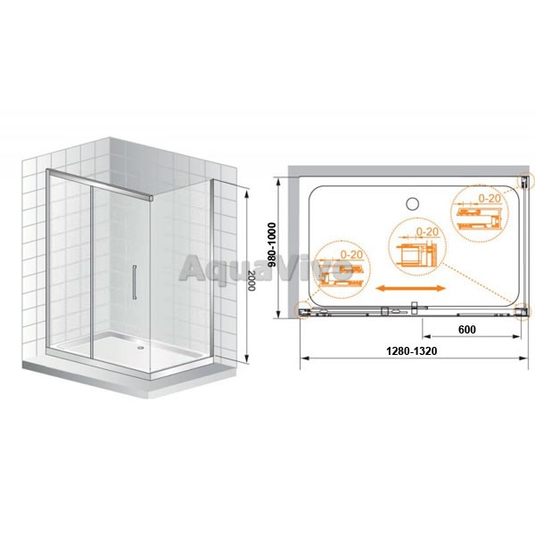 Душевой уголок Cezares PREMIER-SOFT-W-AH-1-130/100-C-Cr-IV 130х100, стекло прозрачное c антикальциевым покрытием, профиль хром