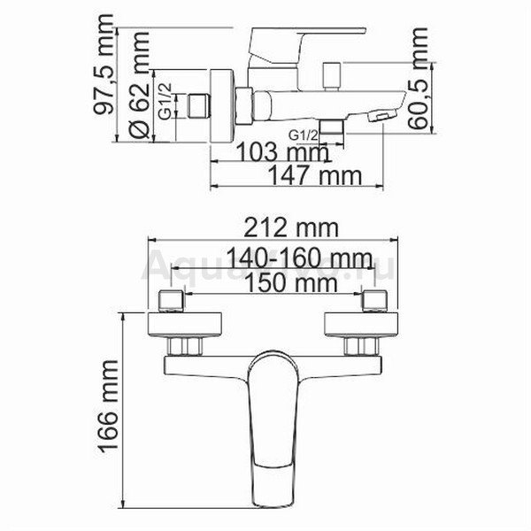 Смеситель WasserKRAFT Dill 6101 для ванны с душем, цвет хром