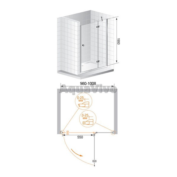 Душевая дверь Cezares VERONA-W-B-12-100-C-Cr 100, стекло прозрачное, профиль хром