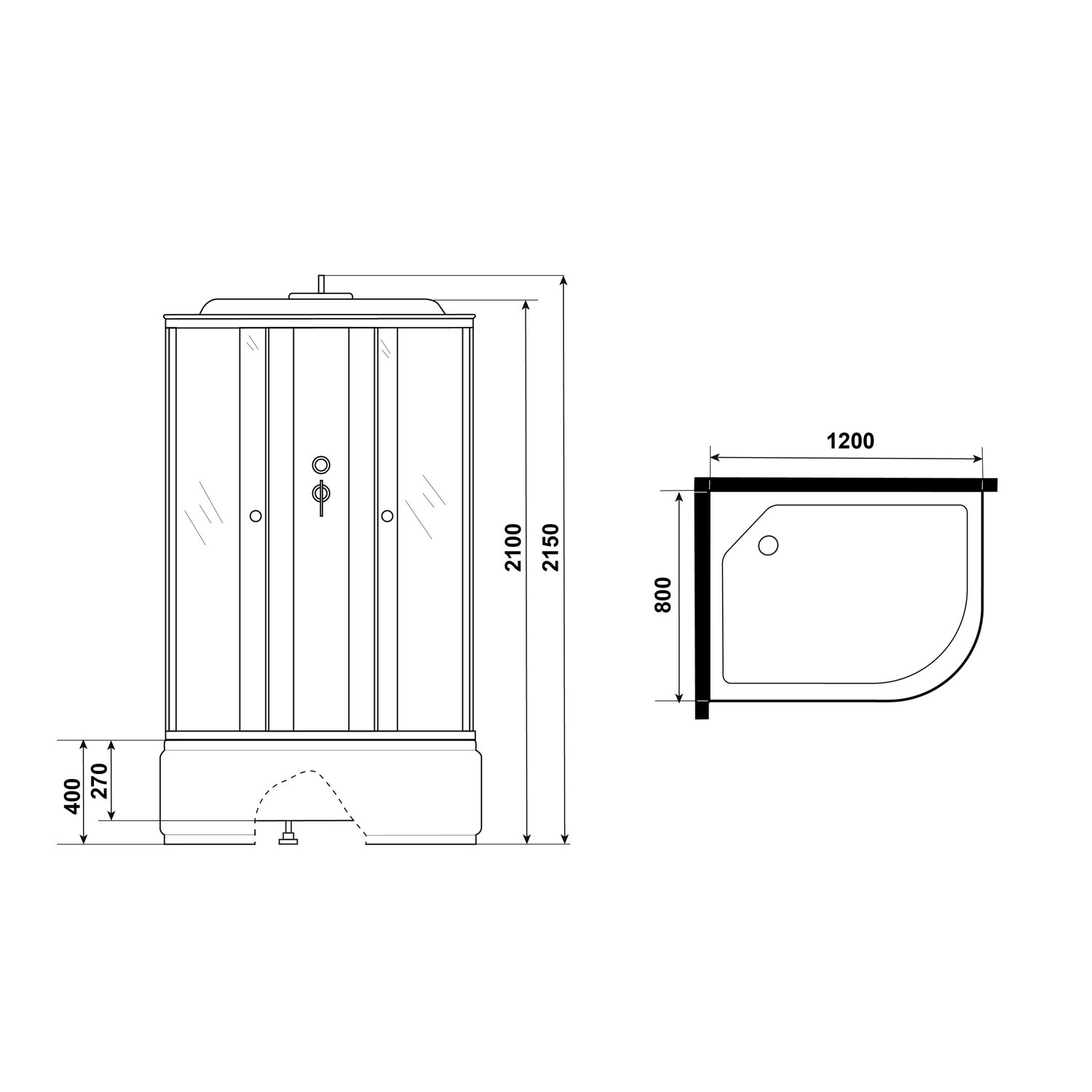 Душевая кабина Niagara Eco E120/80/40L/TN 120х80, левая, стекло тонированное, профиль серебро, с крышей - фото 1