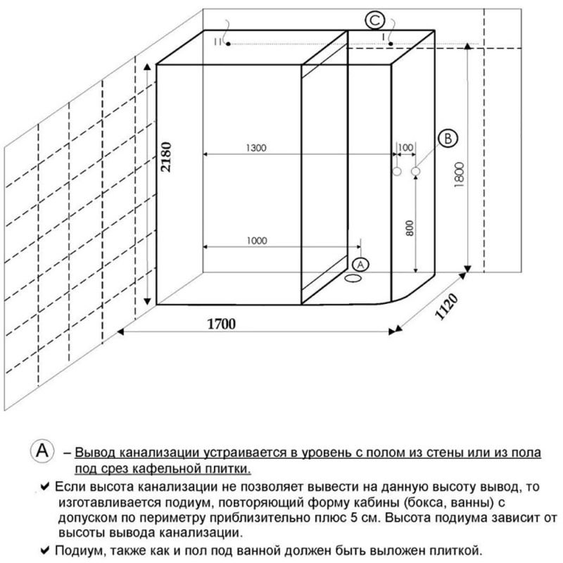 Душевая кабина Frank F917 L 170х112, левая, стекло прозрачное, профиль хром, с сауной