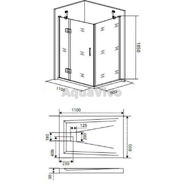 Душевой уголок Good Door Saturn WTW+SP-C-CH-L 110x80, стекло прозрачное, профиль хром, левый - фото 1