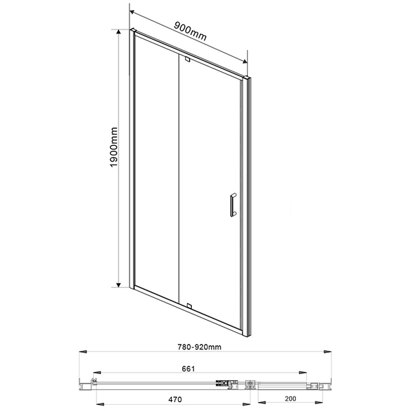 Душевая дверь Vincea Intra VDP-1I 80 / 90x190, стекло шиншилла, профиль хром