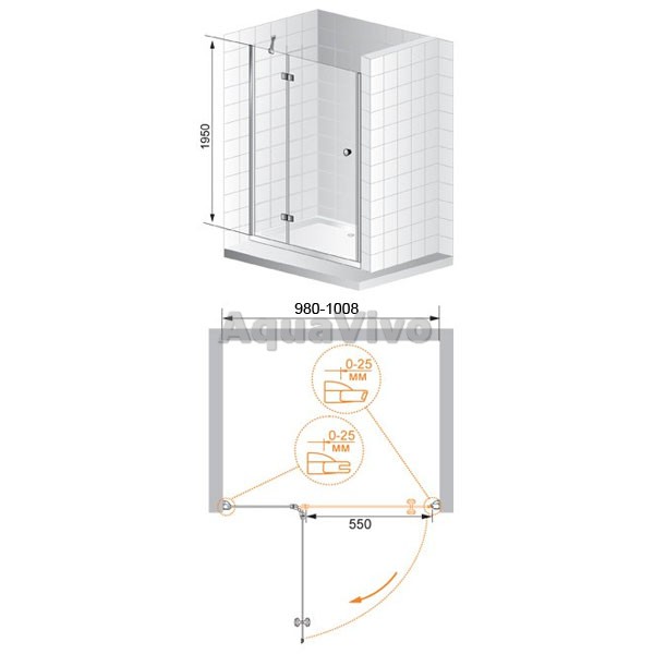 Душевая дверь Cezares VERONA-W-B-12-100-C-Cr 100, стекло прозрачное, профиль хром