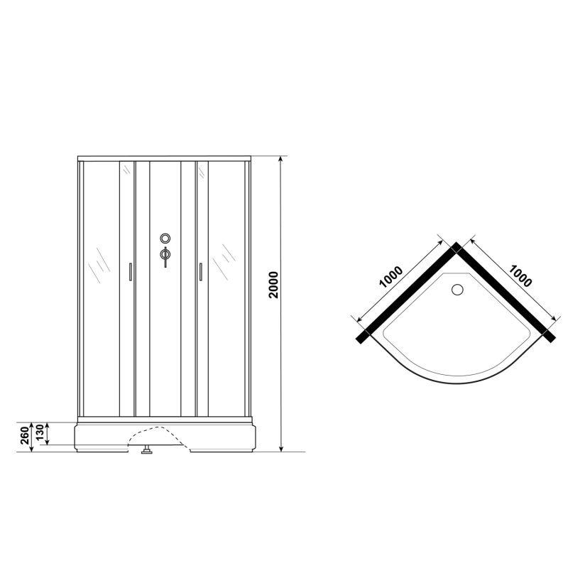 Душевая кабина Niagara Classic NG-3302-14BK 100x100, стекло матовое, профиль серебро, без крыши