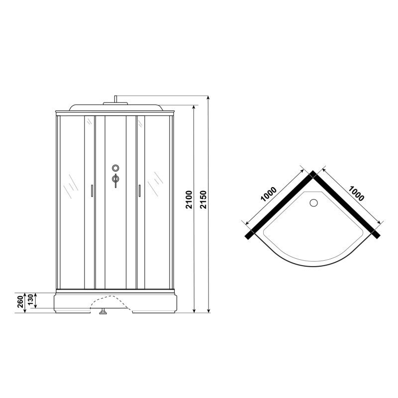 Душевая кабина Niagara Classic NG-3302-14 100х100, стекло матовое, профиль серебро, с крышей