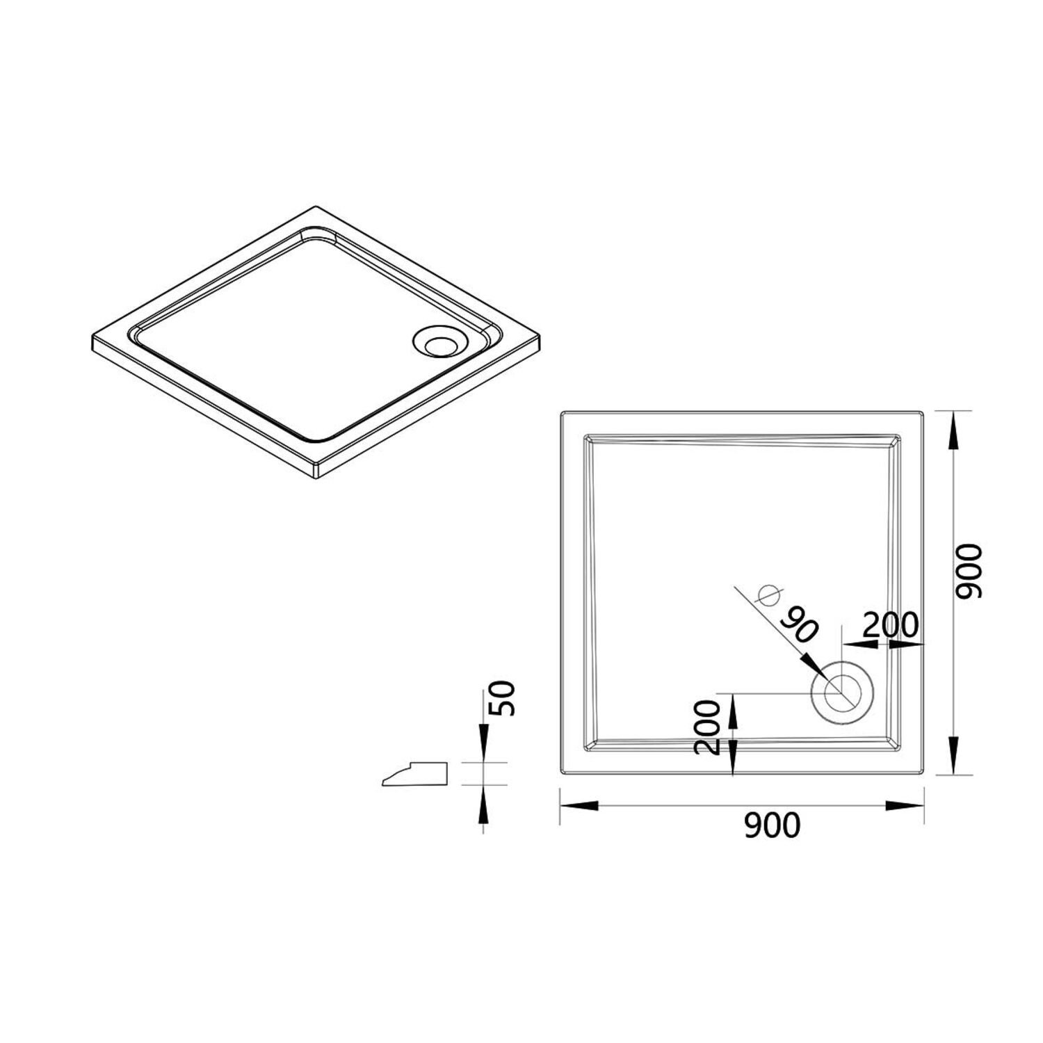 Поддон для душа Vincea VST-5AS 90x90, акриловый, цвет белый - фото 1