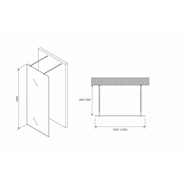 Душевая перегородка Abber Immer Offen AG68120B8 120x200, стекло прозрачное, профиль черный - фото 1