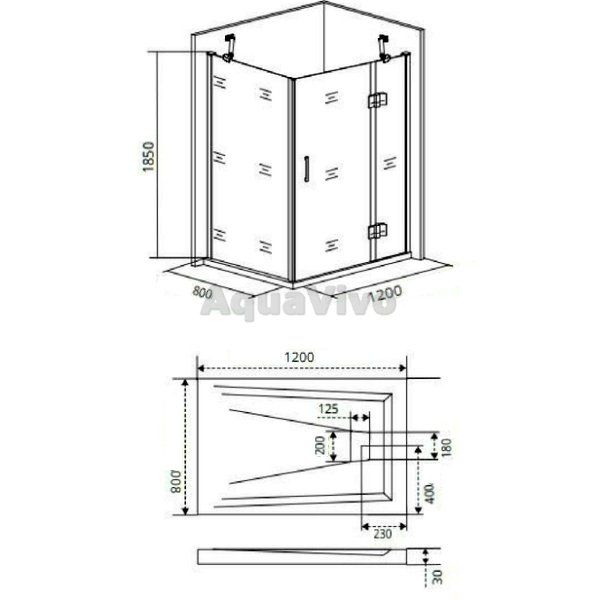 Душевой уголок Good Door Saturn WTW+SP-C-CH-R 120x80, стекло прозрачное, профиль хром, правый - фото 1