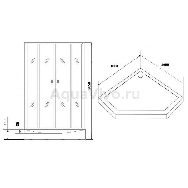 Душевая кабина Grossman Classic GR-270D 100x100, стекло прозрачное с черными полосами, профиль черный