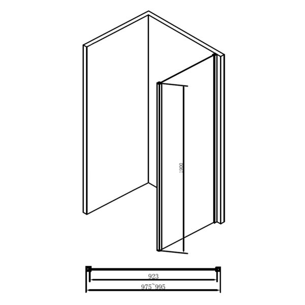 Душевая перегородка Abber Schwarzer Diamant AG100BS 100x190, стекло прозрачное, профиль черный 