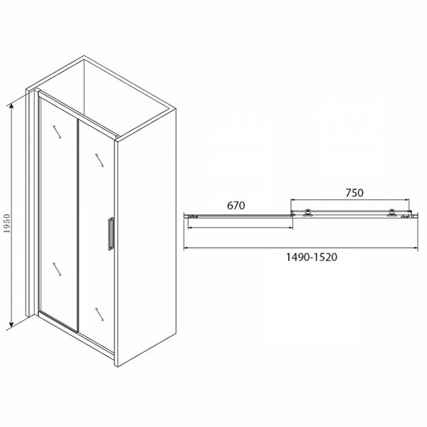 Душевая дверь Abber Schwarzer Diamant AG30150BH 150x195, стекло прозрачное, профиль черный