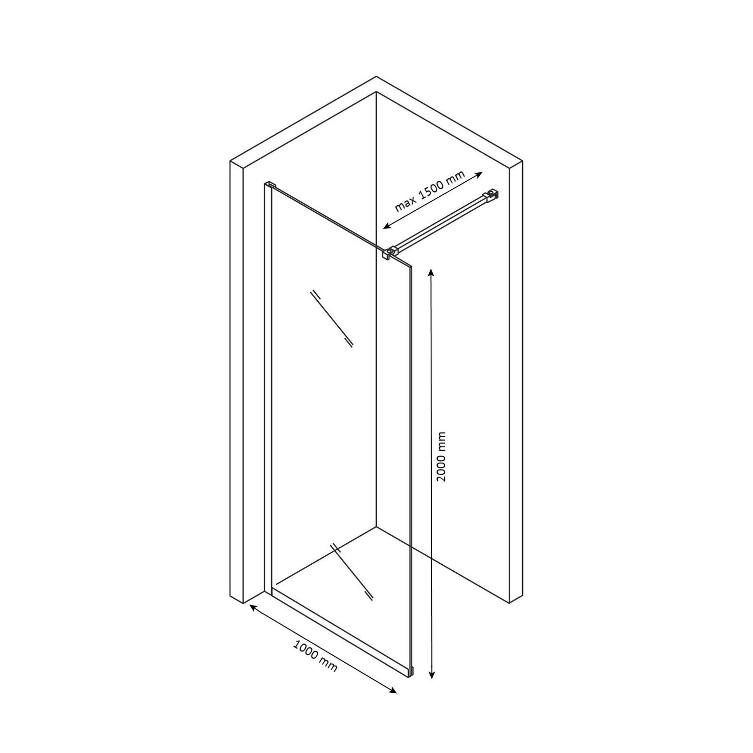 Душевая перегородка Berges Sky Black 100x200, стекло тонированное, профиль черный матовый - фото 1