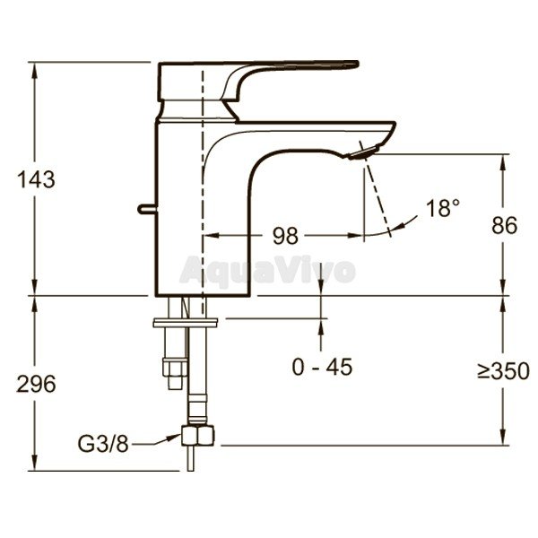 Смеситель Jacob Delafon Aleo+ E72312-CP для раковины, c донным клапаном