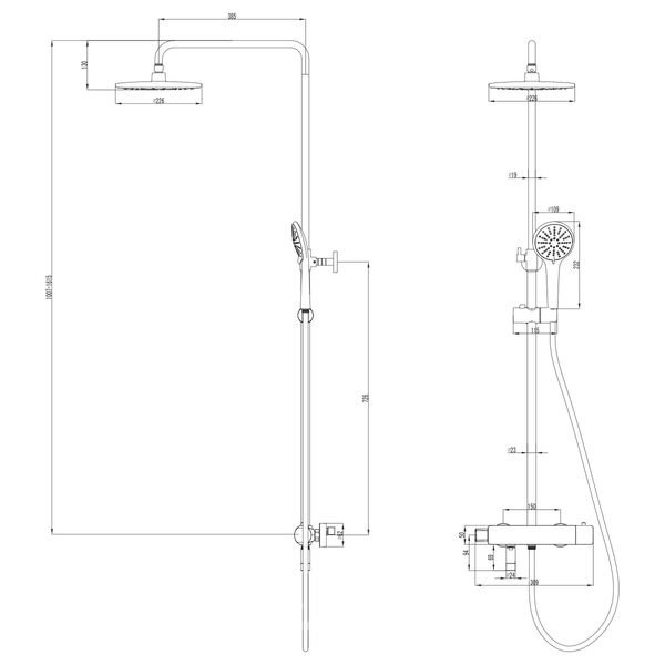 Душевая стойка Lemark Bronx LM3772GM, с верхним душем, смесителем, цвет графит