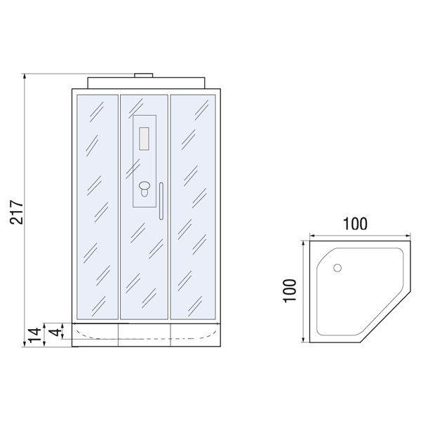 Душевая кабина River Penta 100 100x100, стекло прозрачное, профиль белый, с крышей
