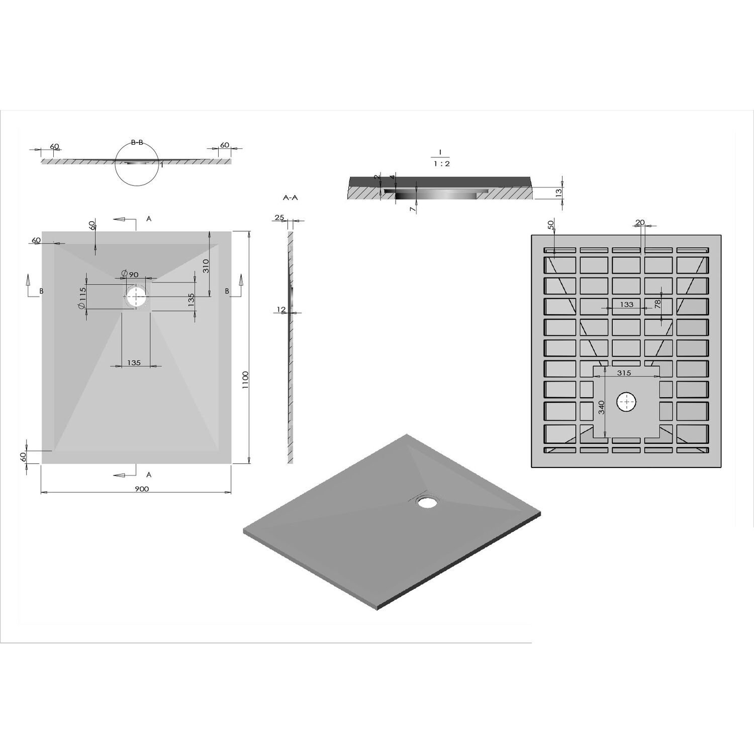 Поддон для душа Vincea VST-4SR9011A 110x90, искусственный камень, цвет антрацит - фото 1