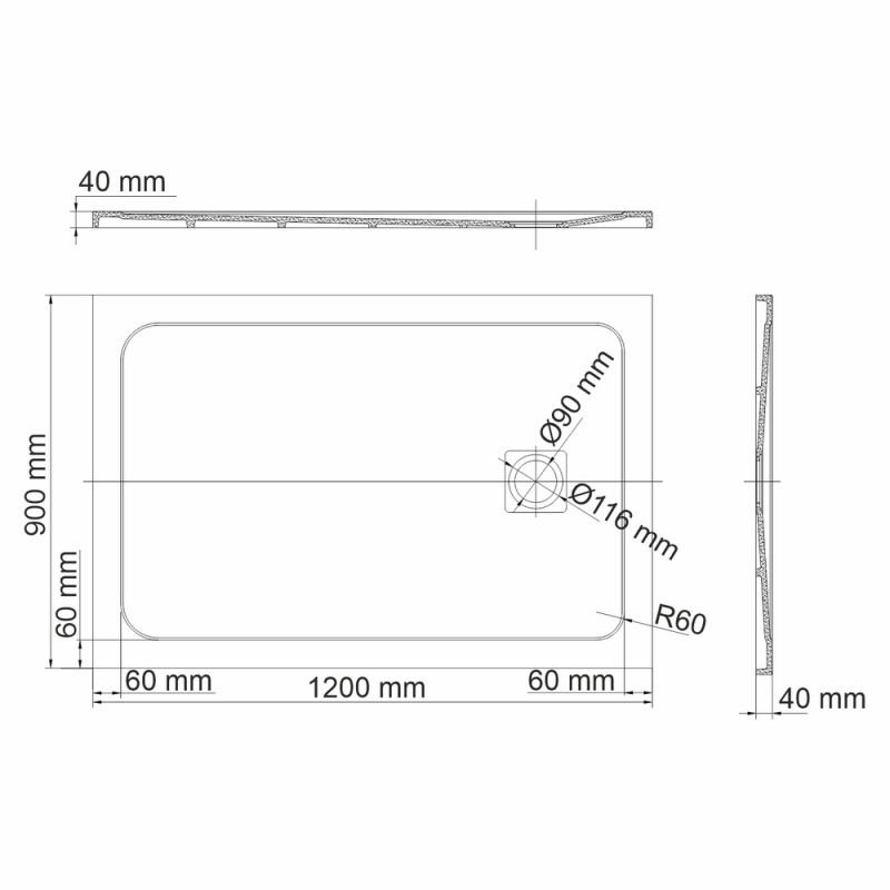 Поддон для душа WasserKRAFT Neime 19T07 120x90, искусственный камень, цвет черный