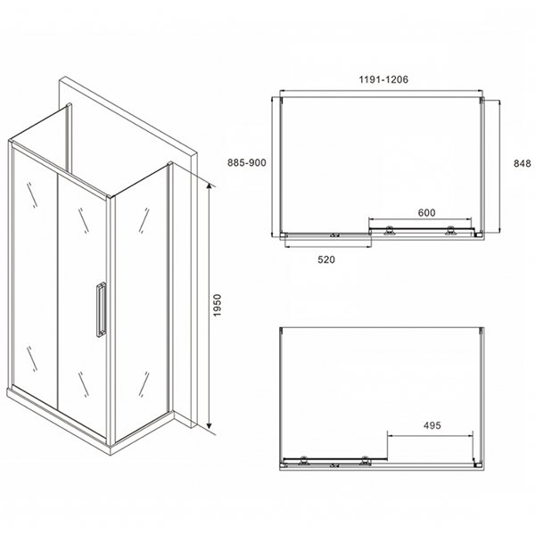 Душевой уголок Abber Schwarzer Diamant AG30120BH-S90B-S90B 120x90, стекло прозрачное, профиль черный - фото 1